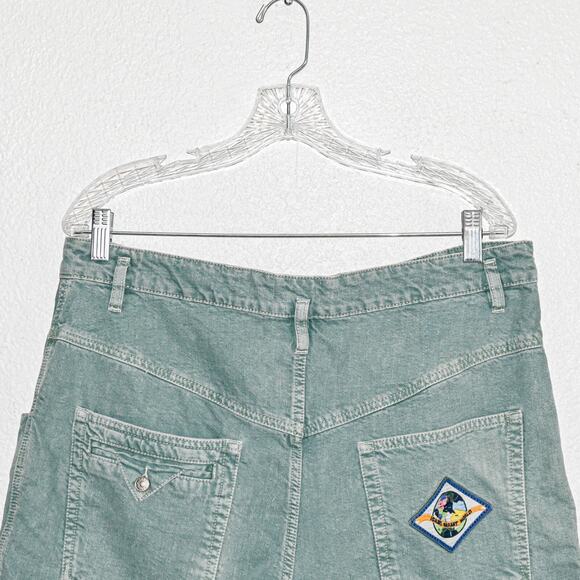 Isabel Marant $335 Esquia High-Waisted Denim Shorts in Washed Green 44 34w - Picture 8 of 11